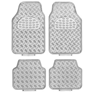 TAPIS CAOUTCHOUC LOOK ALU 4PCES CHROME
