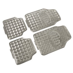 TAPIS CAOUTCHOUC LOOK ALU 4PCES CHROME