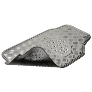 TAPIS CAOUTCHOUC LOOK ALU 4PCES CHROME