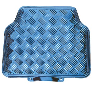 TAPIS CAOUTCHOUC LOOK ALU 4PCES BLEU