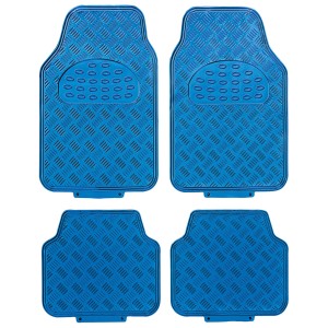 TAPIS CAOUTCHOUC LOOK ALU 4PCES BLEU