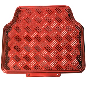 TAPIS CAOUTCHOUC LOOK ALU 4PCES ROUGE