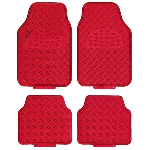 TAPIS CAOUTCHOUC LOOK ALU 4PCES ROUGE