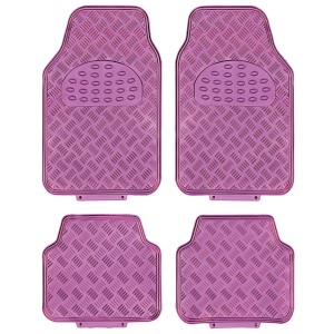 TAPIS CAOUTCHOUC LOOK ALU 4PCES ROSE