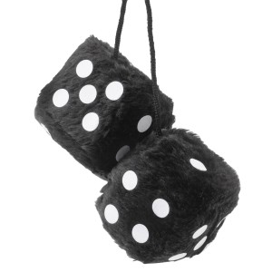 DOUBLE DES EN PELUCHE A SUSPENDRE  6X6CM  NOIRS