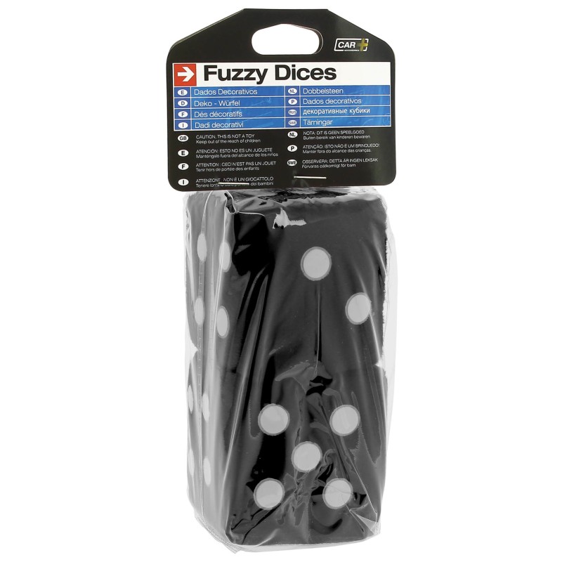 DOUBLE DES EN PELUCHE A SUSPENDRE  6X6CM  NOIRS