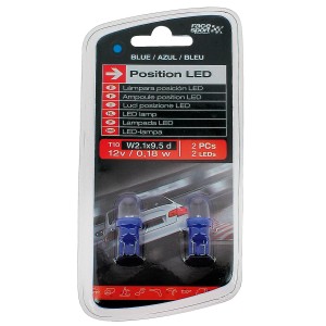 BLISTER 2 AMPOULES FEUX DE POSITION LED T10-WEDGE BLEUES