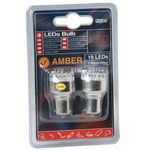 BLISTER 2 AMPOULES LED 12V 1PLOT BA15S ORANGE