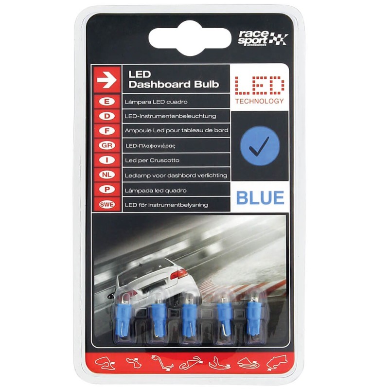 BLISTER 5 AMPOULES T5 LED TABLEAU DE BORD BLEU