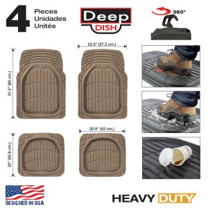 TAPIS CAOUTCHOUC DEEP DISH BEIGE - 4 PCS