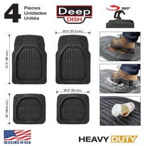 TAPIS CAOUTCHOUC DEEP DISH NOIR - 4PCS