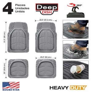 TAPIS CAOUTCHOUC DEEP DISH GRIS - 4 PCS