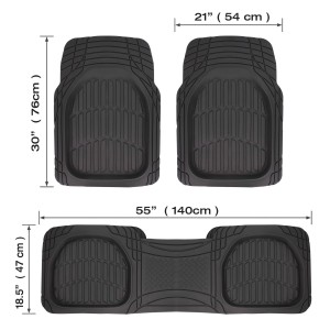 TAPIS CAOUTCHOUC DEEP DISH NOIR - 3 PCS