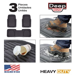 TAPIS CAOUTCHOUC DEEP DISH NOIR - 3 PCS