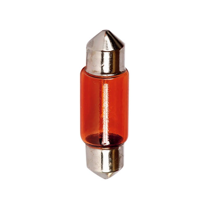 BOITE 10 AMPOULES NAVETTE 12V. 5W. T11x35 SV8.5D AMBREE