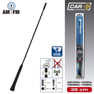 ANTENNE 38CM AM/FM AVEC ADAPTATEURS 5/6MM BLISTER