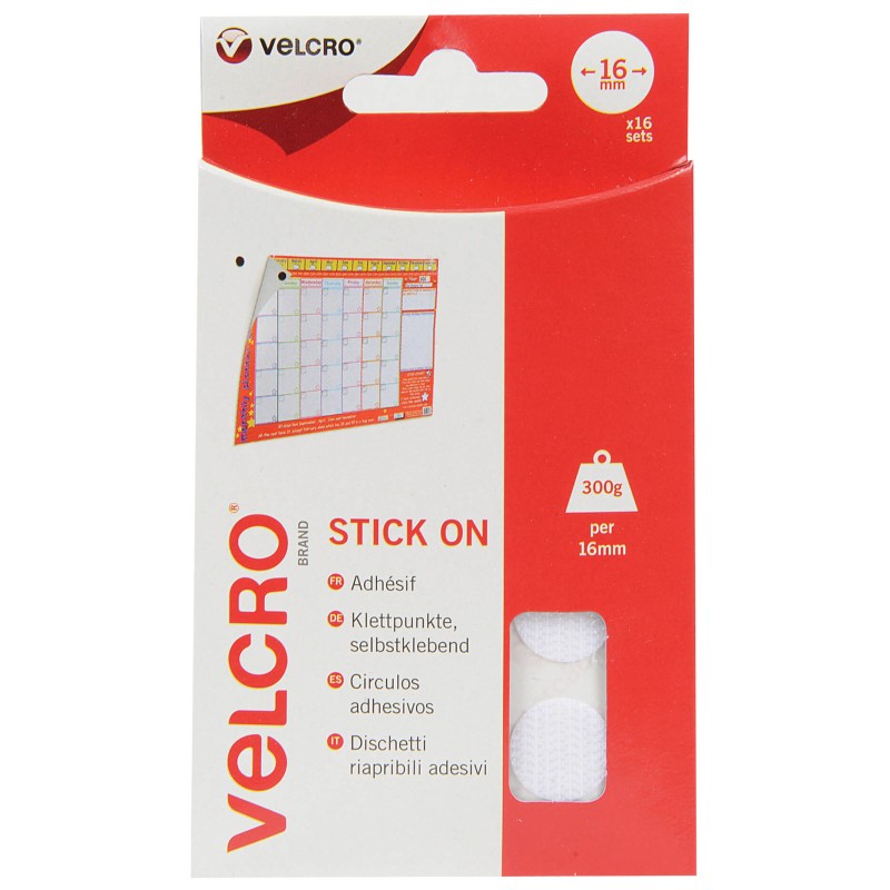 VELCRO-Â« BRAND PASTILLES ADHESIVES D.16MM 16PCS BLANC - SCT