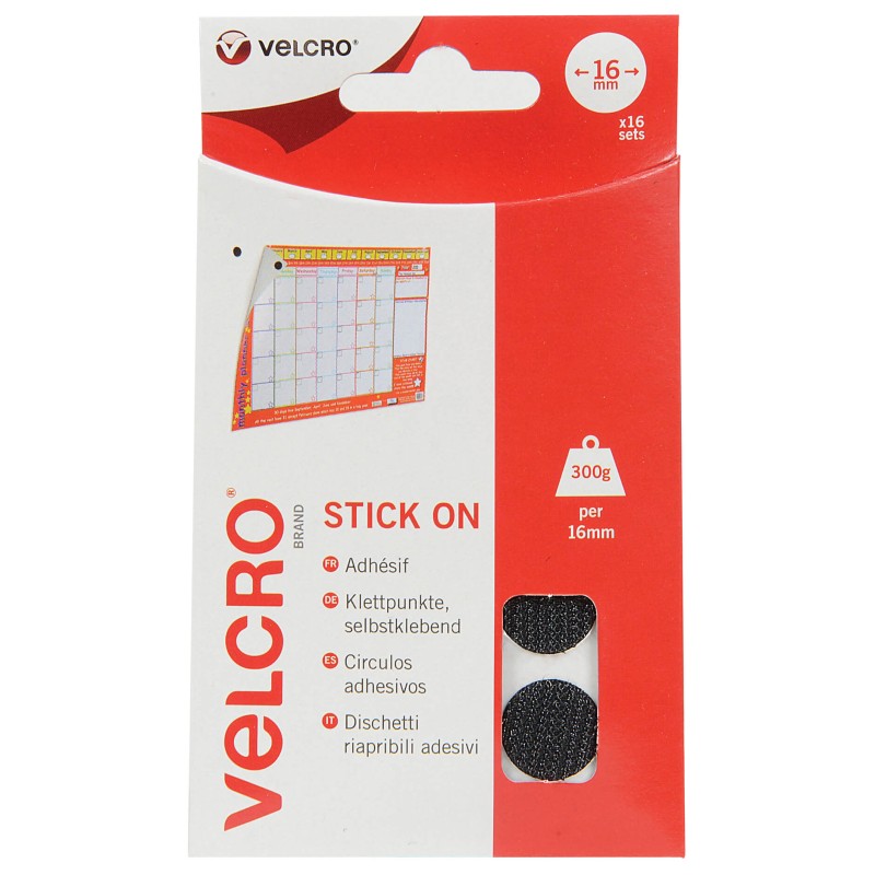 VELCRO-Â« BRAND PASTILLES ADHESIVES D.16MM 16PCS NOIR - SCT