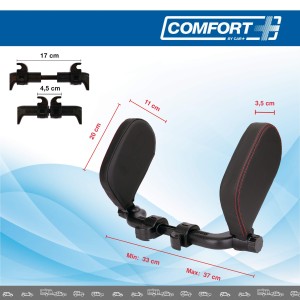 REPOSE-TETE COMFORT+ RIGIDE ET REGLABLE NOIR SURPIQURE ROUGE 2 - SCT