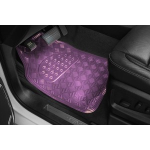 TAPIS CAOUTCHOUC LOOK ALU 4PCS ROSE