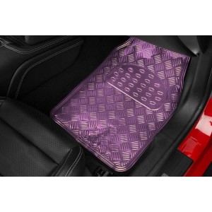 TAPIS CAOUTCHOUC LOOK ALU 4PCS ROSE