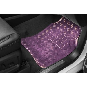 TAPIS CAOUTCHOUC LOOK ALU 4PCS ROSE