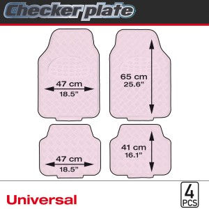 TAPIS CAOUTCHOUC LOOK ALU 4PCS ROSE