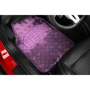 TAPIS CAOUTCHOUC LOOK ALU 4PCS ROSE