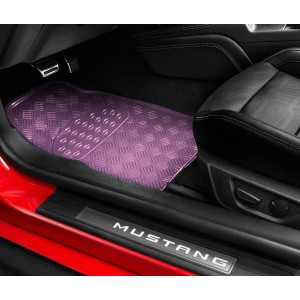 TAPIS CAOUTCHOUC LOOK ALU 4PCS ROSE