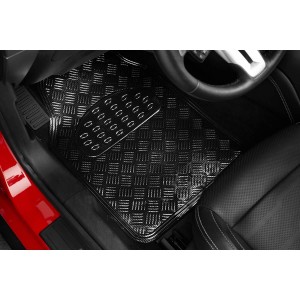 TAPIS CAOUTCHOUC LOOK ALU 4PCS CARBONE