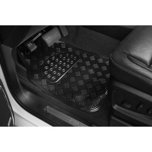 TAPIS CAOUTCHOUC LOOK ALU 4PCS CARBONE