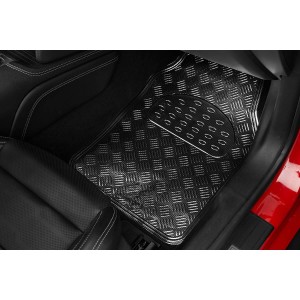 TAPIS CAOUTCHOUC LOOK ALU 4PCS CARBONE