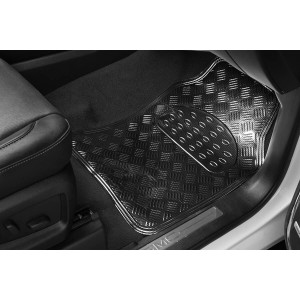 TAPIS CAOUTCHOUC LOOK ALU 4PCS CARBONE