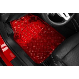 TAPIS CAOUTCHOUC LOOK ALU 4PCS ROUGE