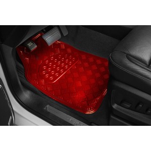 TAPIS CAOUTCHOUC LOOK ALU 4PCS ROUGE