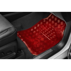TAPIS CAOUTCHOUC LOOK ALU 4PCS ROUGE