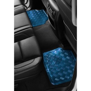 TAPIS CAOUTCHOUC LOOK ALU 4PCS BLEU