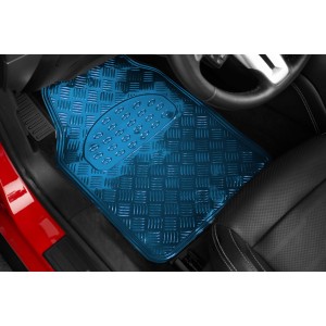 TAPIS CAOUTCHOUC LOOK ALU 4PCS BLEU