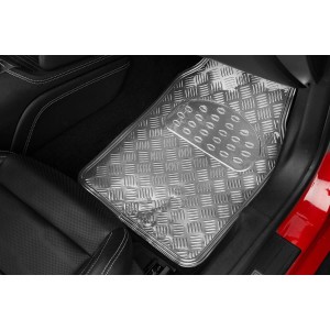TAPIS CAOUTCHOUC LOOK ALU 4PCS CHROME