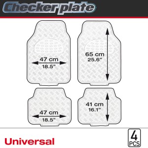 TAPIS CAOUTCHOUC LOOK ALU 4PCS CHROME