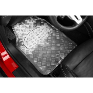 TAPIS CAOUTCHOUC LOOK ALU 4PCS CHROME