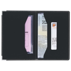 PORTE PAPIERS PVC LUXE PIQURE SELLIER 2 VOLETS OM POUR VOITURE