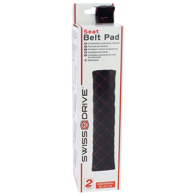 2 FOURREAUX PROTECTION DE CEINTURE SWISS DRIVE NOIR SURP ROUGE - SCT