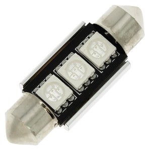 NAVETTE LED C5W SV8.5 36MM CANBUS - 3 LEDS - BLEU - 1PC - SCT