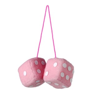 DOUBLE DES EN PELUCHE A SUSPENDRE 6X6CM PINK