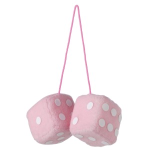 DOUBLE DES EN PELUCHE A SUSPENDRE 6X6CM PINK