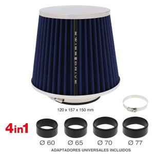 FILTRE A AIR CHROME BLEU UNIV + 4 BAGUES