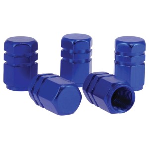 BOUCHONS DE VALVE HEXAGONAUX BLEUS 5PCES