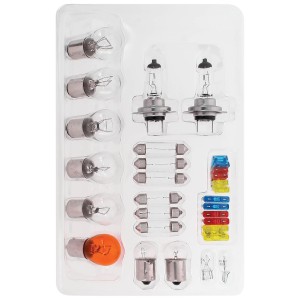 COFFRET D'AMPOULES DE REMPLACEMENT H7 + 18 AMPOULES + 12 FUSIBLES
