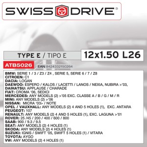 ANTIVOL TYPE E 12X1,5 / L26 VIS 4PCES
